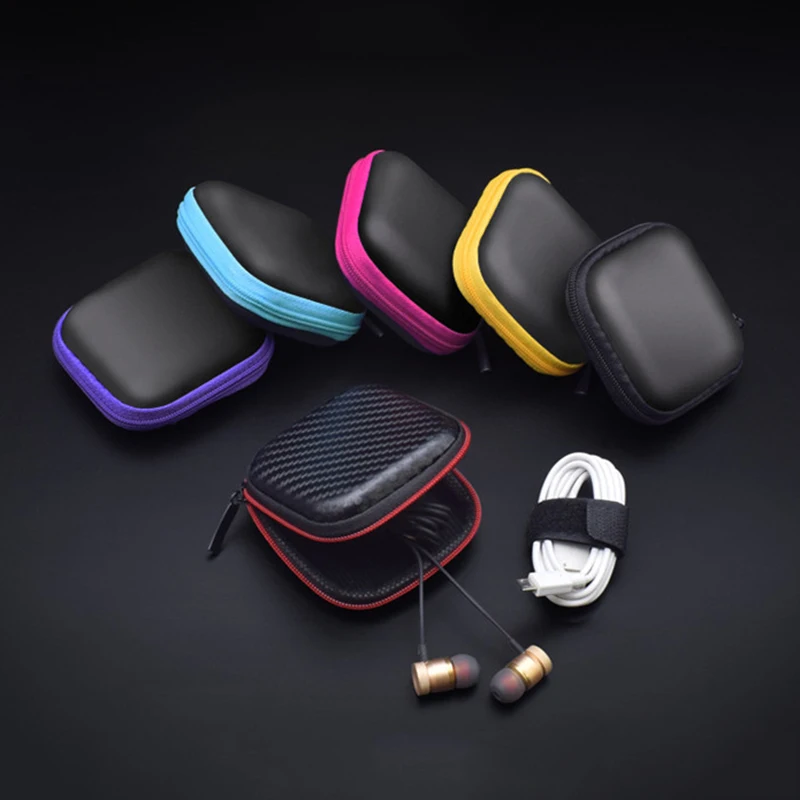 

Square Mini Zipper Earphone Bag Case for Earphone Accessories Earbuds USB Cable SD TF Card Organizer