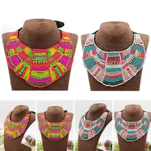 Воротник Питер Пэн ювелирные изделия этнические бисерные, в стиле бохо массивное ожерелье кулон Поддельный Воротник драгоценный камень нагрудник Женский Винтаж Бисероплетение чокер Мода