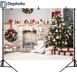 Dephoto носки над камином подарками украшением в виде медведя для рождественских фотографий фоны для фотостудии Фоны для Детская Вечеринка