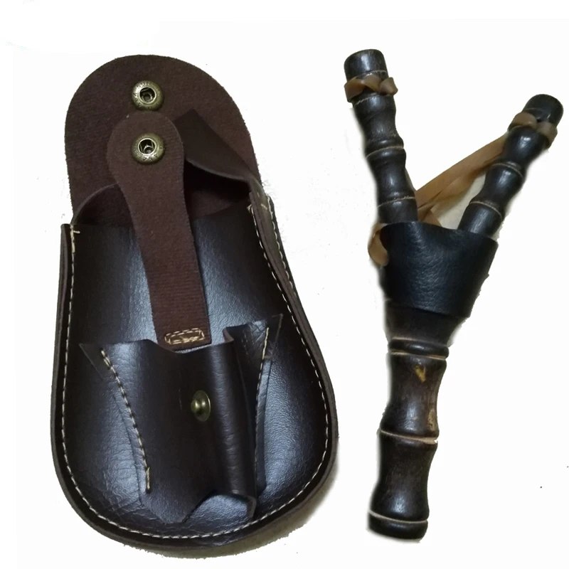 

Bamboo Slingshot Wooden Rubber Band Catapult Sling Shot with Leather Outdoor Slingshot Pouch Bag Belt Holster