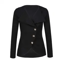 Новая мода осень Стиль Тонкий Блейзер Solid Button пальто костюм Повседневное верхняя одежда с длинными рукавами пальто Для женщин Работа