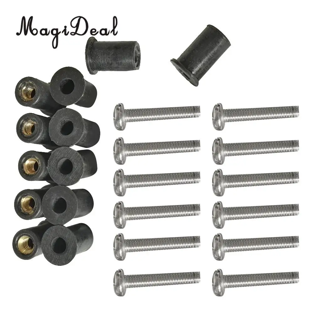 MagiDeal Durable 12Pc Marine M4/5/6 Rubber Well Nut Kit Stainless Steel Screw for Kayak Canoe Inflatable Fishing Boat Dinghy Acc