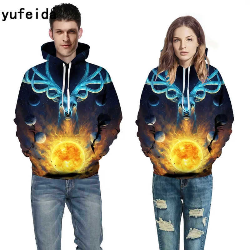 YUFEIDA Men Women Hoodies 3D Print Sweatshirts Fashion