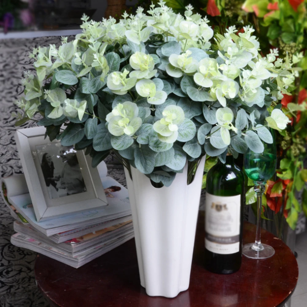 

16 Heads Eucalyptus Buquet branches Silk Artificial Leaves Home Decoration DIY Flower Arrangment Plant Faux Foliage Wreath