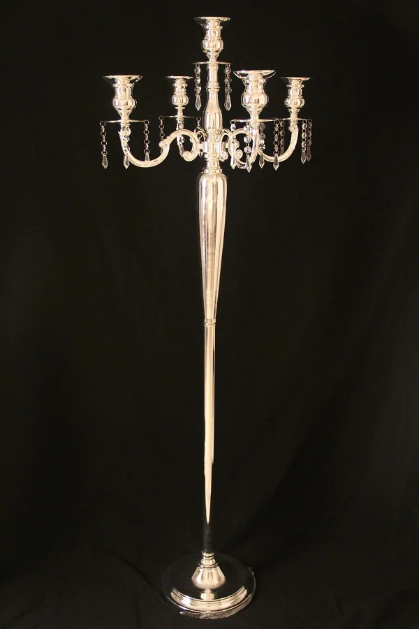 N4315 tall gold plated candelabra 5 arm metal candle holder K9 crystals