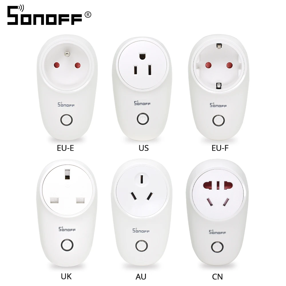 Comprar Sonoff S26 WiFi enchufe inteligente EE. UU. REINO UNIDO CN AU UE enchufes de alimentación inalámbricos interruptor de relé para el hogar inteligente trabajo con Alexa Google