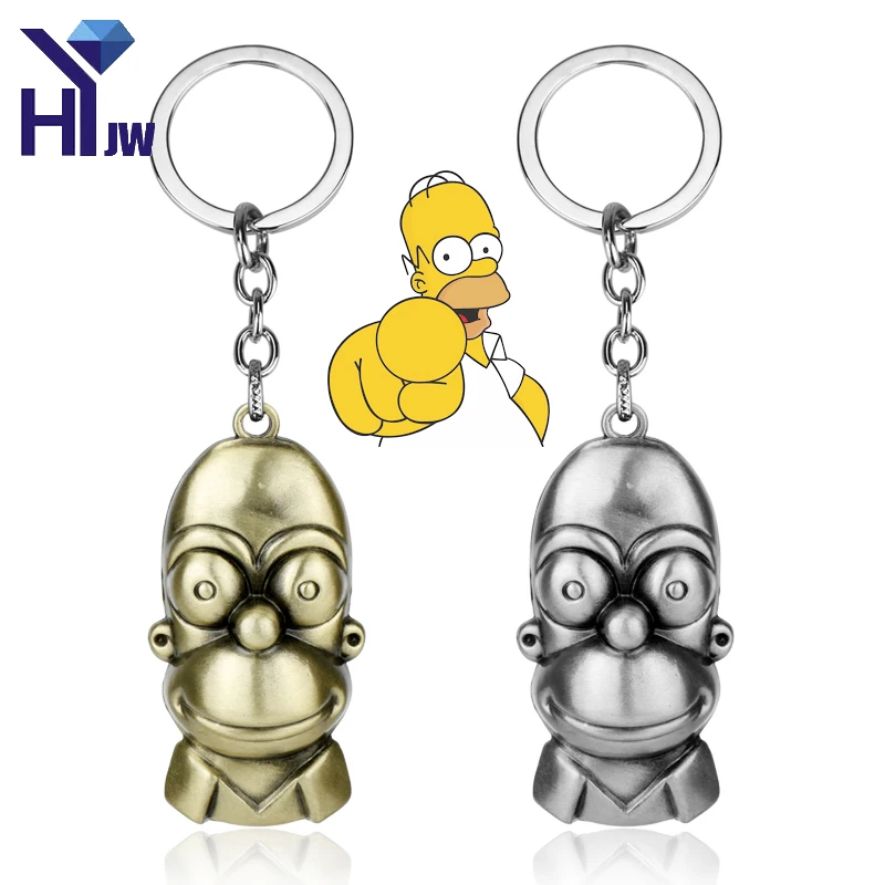 

HEYu Anime Cartoon The Simpsons Homer J. Simpson And Bart Simpson Family Pendant Keychain Key Ring Key Chain Gaes Jewelry