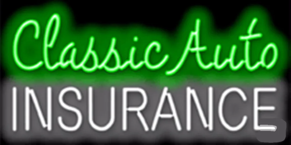 Classic Auto Insurance Car Glass Tube neon sign Businese Handcrafted Automotive Shop Store Signs Signboard Signage 19&quotx15&quot | Лампы и