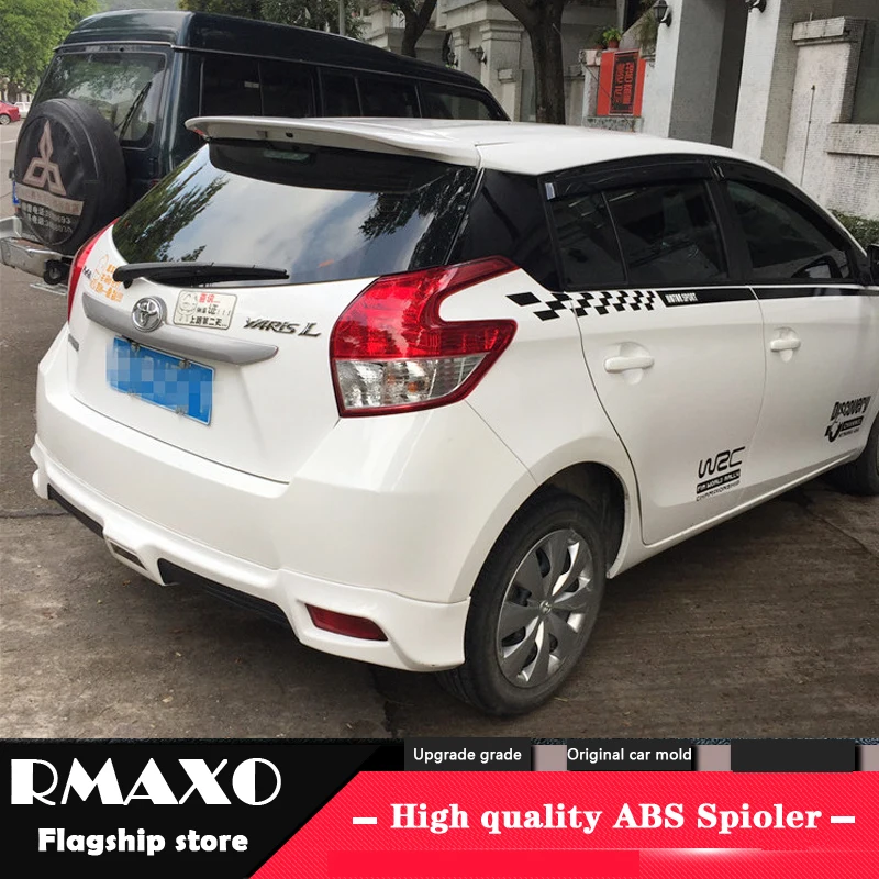 

For TOYOTA Yaris Spoiler 2014-2016 High Quality TOYOTA Yaris ABS Material Car Rear Wing Primer Color Rear Spoiler
