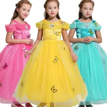 Весна Девушка Платье Спящая Красавица Аврора Принцесса Полный Рукав Платья детская Одежда Девушки Косплей Костюм дети