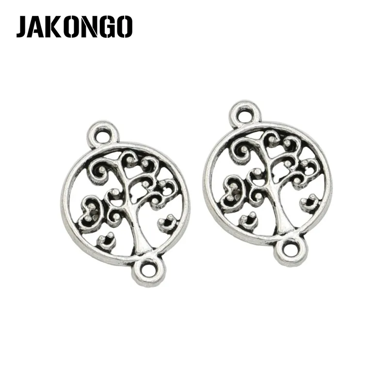 

JAKONGO Antique Silver Plated Tree of Life Connector for Jewelry Making Bracelet Accessories Findings DIY 20x14mm 20pcs/lot