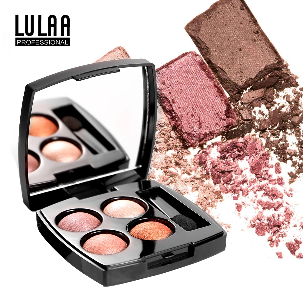 LULAA, 4 цвета, блестящие тени для век, палитра для макияжа, матовое мерцание и блеск, алмазные тени для век, пудра, пигмент, водостойкая косметика