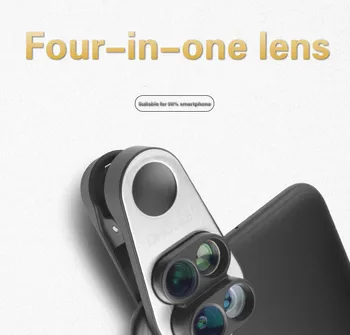 

Dual Camera Wide-angle Macro Fish Eyes Telephoto Universal Clip Four-in-one Phone Special Effects Camera Lens for Smart Phone
