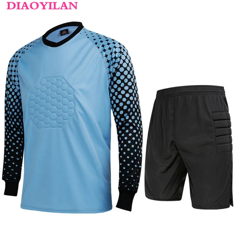 

2016 New Brand Men's Soccer Goalkeeper Jersey Football Sets Goal Keeper Uniforms Suit Training Pants Doorkeepers Shirt Short 3XL