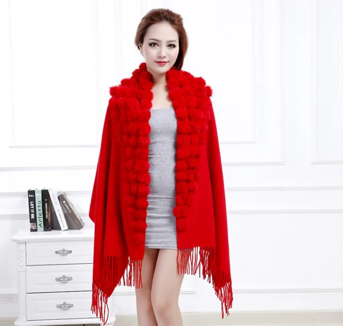 winter scarf women real fur shawls (3)