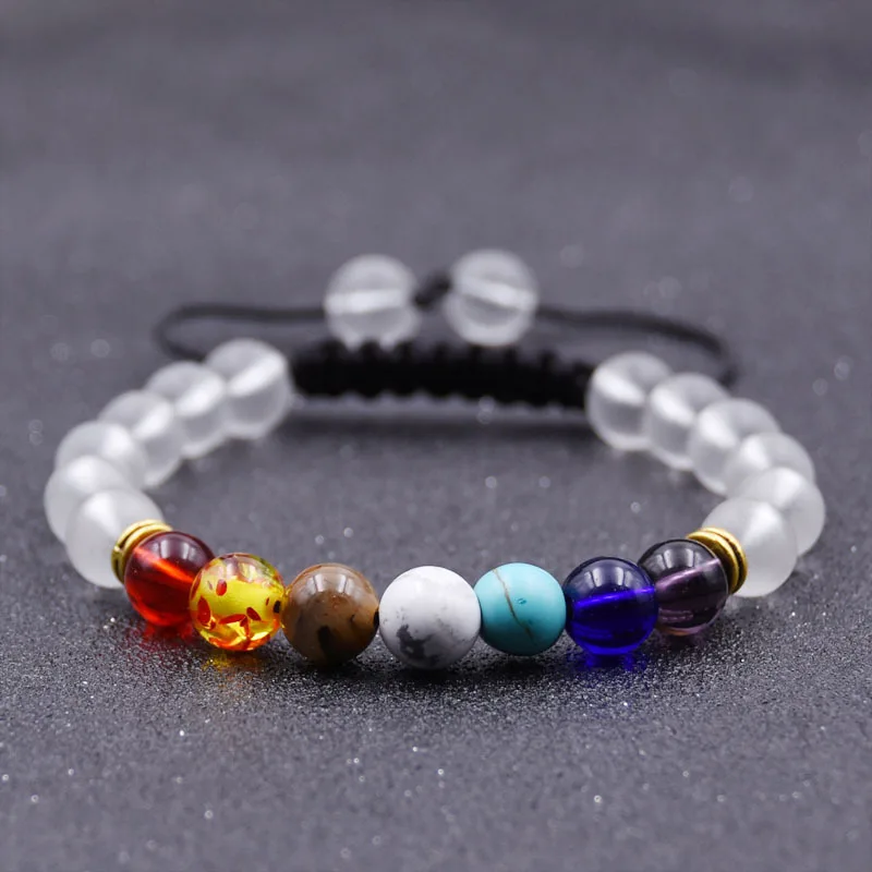 

8mm 7 Chakra Bracelet Yoga Bracelet Healing Balance Lava Reiki Stones Beads Bracelet Women Jewelry