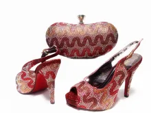 Charming African font b Women b font Shoe And Bags With Stones Decoration Top Quality Fashion