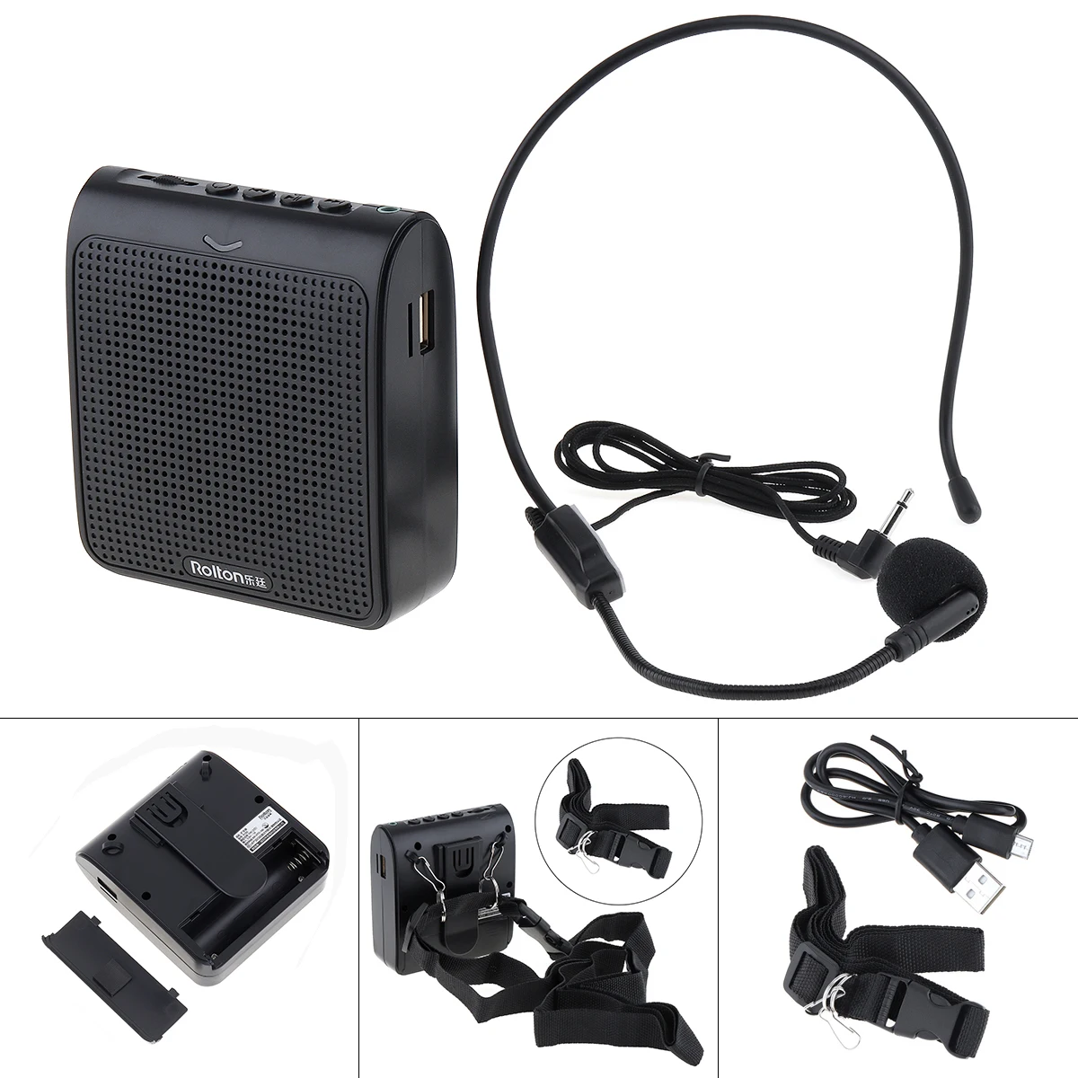 Rolton Portable Mini Audio Speaker Megaphone Voice Amplifier Loud Cable Head Microphone with Waist Band Clip|Микрофоны| |