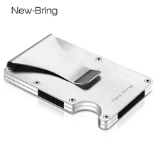NewBring тонкий металлический кредитный держатель для карт с RFID Анти-главный дорожный мини-кошелек мужской для rfid кошелек