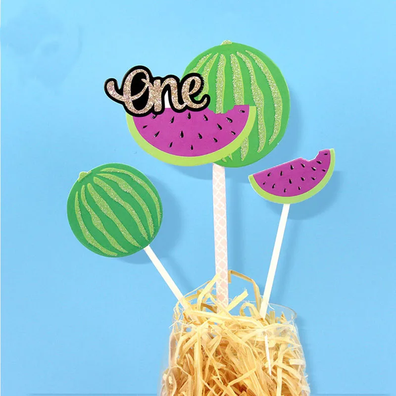 1Set Cute Watermelon Cupcake Toppers DIY Cakes Topper Fruits Picks