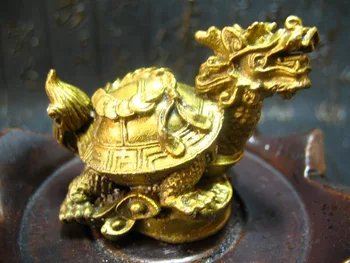 

China fengshui bronze brass dragon turtle Tortoise wealth lucky longevity statue metal handicraft