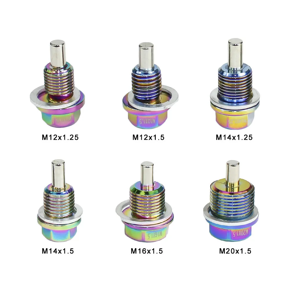M12 m14 m16 m20 * 1.5 / 1.25 neo chrome alumínio magnético óleo dreno parafuso cárter de óleo de drenagem plugue de drenagem porca de óleo magnético-0
