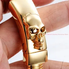 Hombres con encanto de joyería de acero inoxidable 100% dorado pulido de alta calidad fina cabeza del cráneo del brazalete joyería venta al por mayor regalo