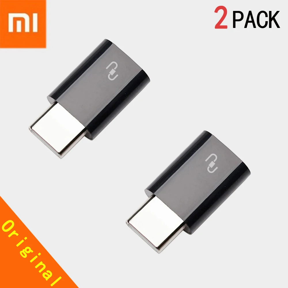 2 шт. Xiaomi usb type C адаптер Micro USB Женский USB 3,1 type c type C Мужской кабель конвертер быстрый разъем зарядного устройства - Цвет: black