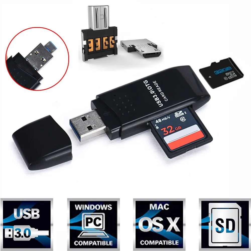 Надежный Мини 5 Гбит/с Супер Скоростной USB 3,0+ OTG Micro SD/SDXC TF кардридер адаптер U диск