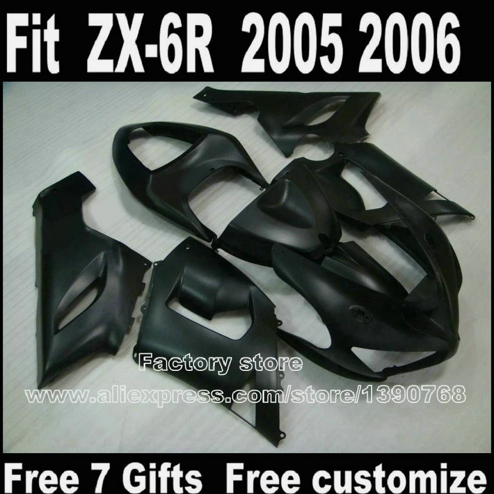 

Motorcycle fairings set for Kawasaki ZX6R 2005 2006 all matte black plastic fairing kit 05 06 ZX-6R Ninja 636 LK82