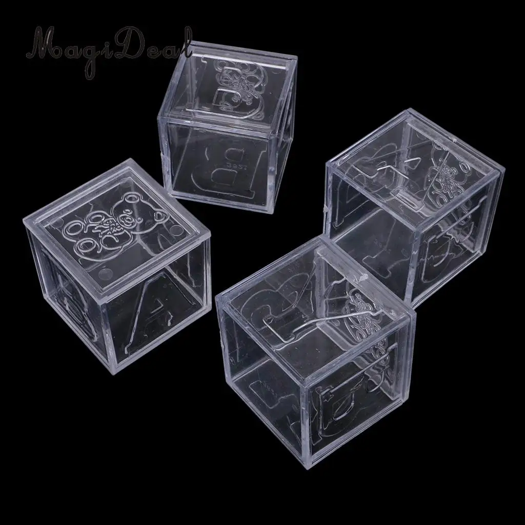 MagiDeal 12 Pieces Clear Bear Baby Square Chocolate Candy Gift Boxes for Baby Shower Birthday Christening Party 4.5cm/5cm