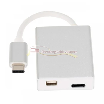 

1PCS/USB-C USB 3.1 Type C to Mini Displayport DP & USB 2.0 OTG & USB-C Female Charger Adapter for Laptop & Macbook