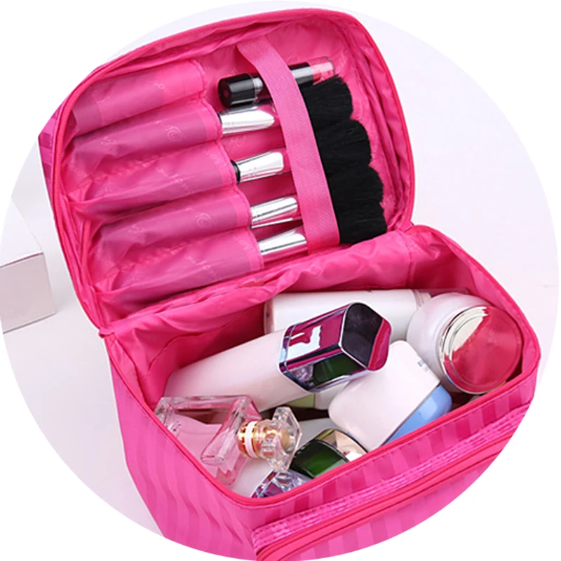 lattice Big Cosmetic Bag Women Stripe Waterproof Professional Toiletry Kit Wash Necessaire Travel Organizer Make up Box SZL61 3