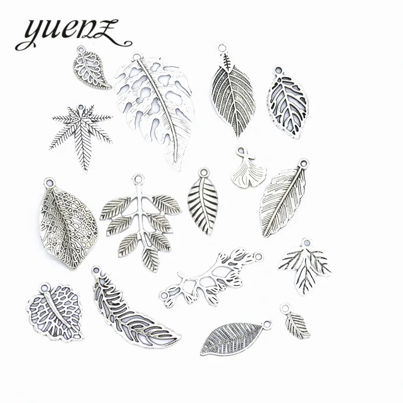 

YuenZ 16pcs Mix tree leaf charms Antique silver Metal charm fit necklace Bracelets jewelry making U020