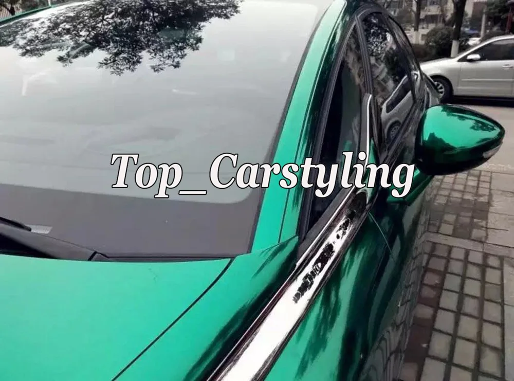 light green tiffany chrome stretch car wrapping film (5)