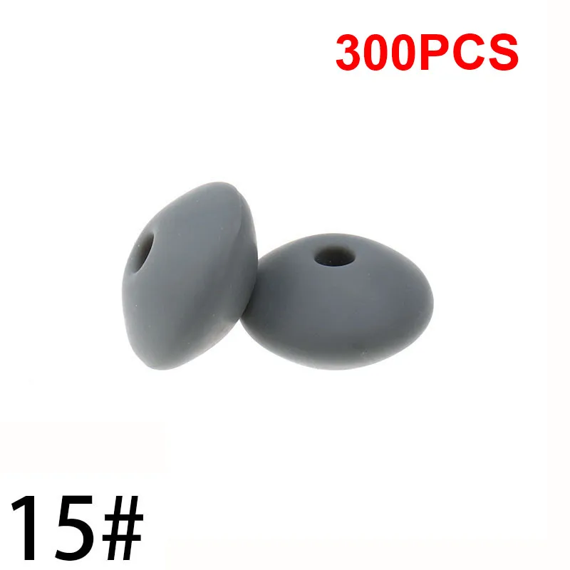 15 Dim Gray 300 шт счеты 12*7 мм плоские чечевица силиконовые бусины для грызунок по индивидуальному заказу цепи без БФА, силиконовый ожерелье-прорезыватель - Цвет: 15 Dim Gray