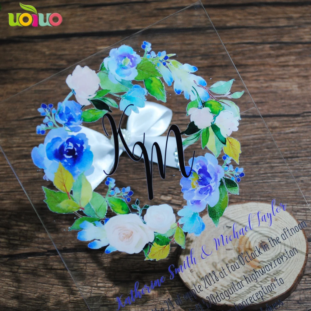  10pcs popular clear acylic invitation card laser cut lace floweral wedding invitations 3d cards mod - 32917396482
