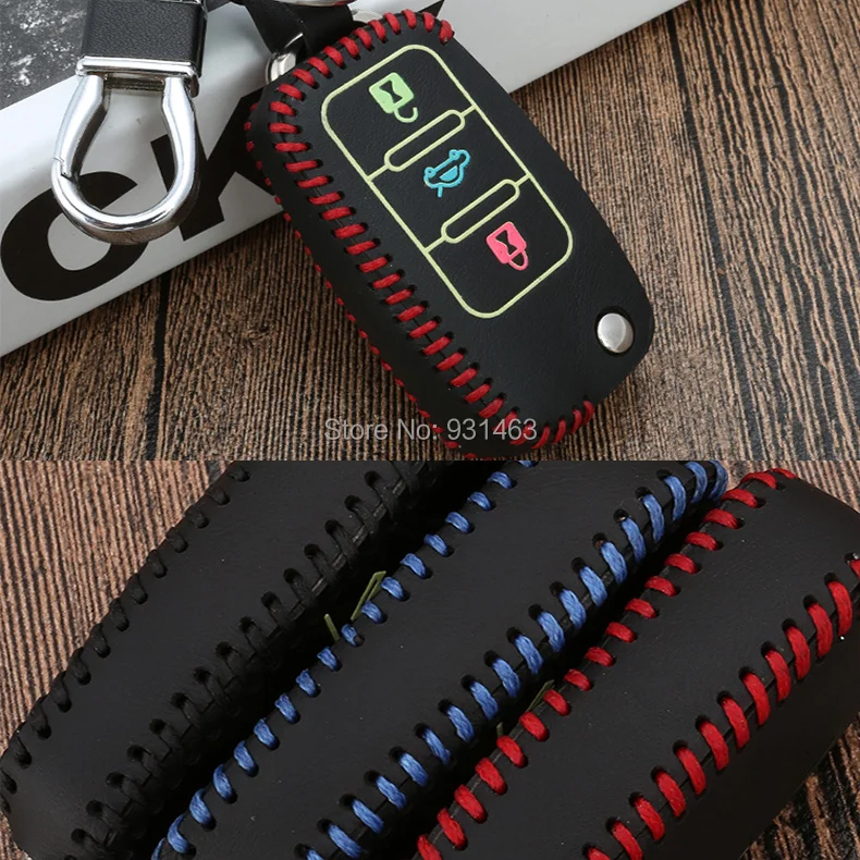 Luminous Black Leather Car key Case for VW Jetta mk4 mk5 Tiguan Passat Golf POLO cc bora skoda Citigo octavia A5 Fabia Superb