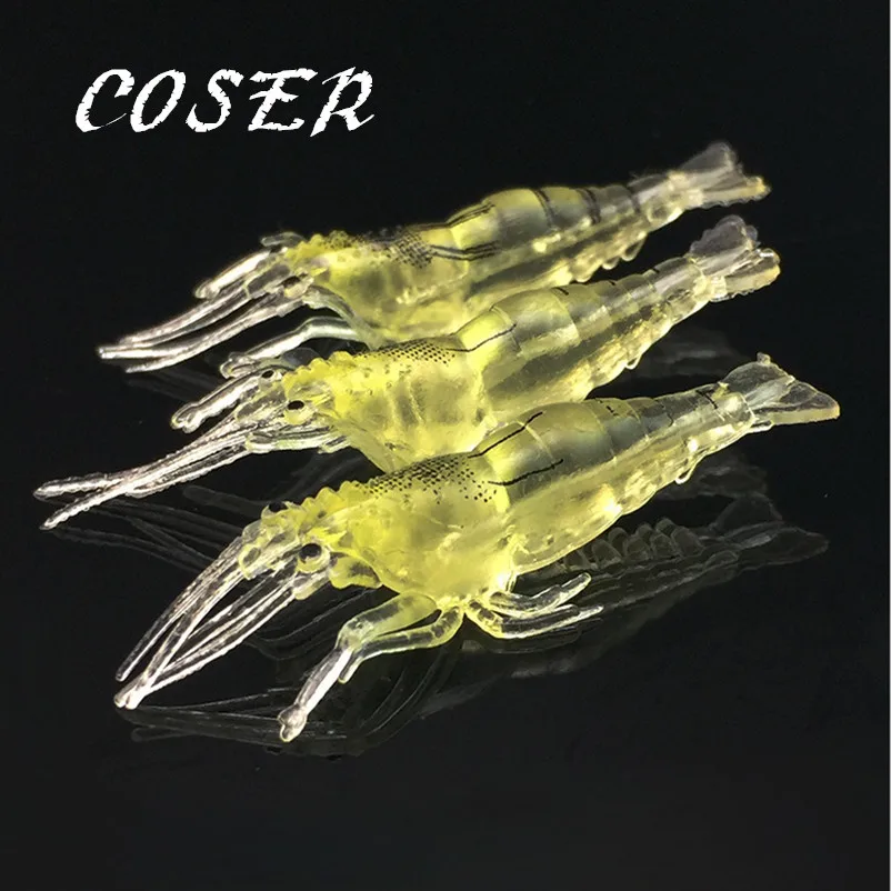 COSER 20pcs 4cm 1g Fishing Soft Lures Grass Shrimp Lure with Shrimp