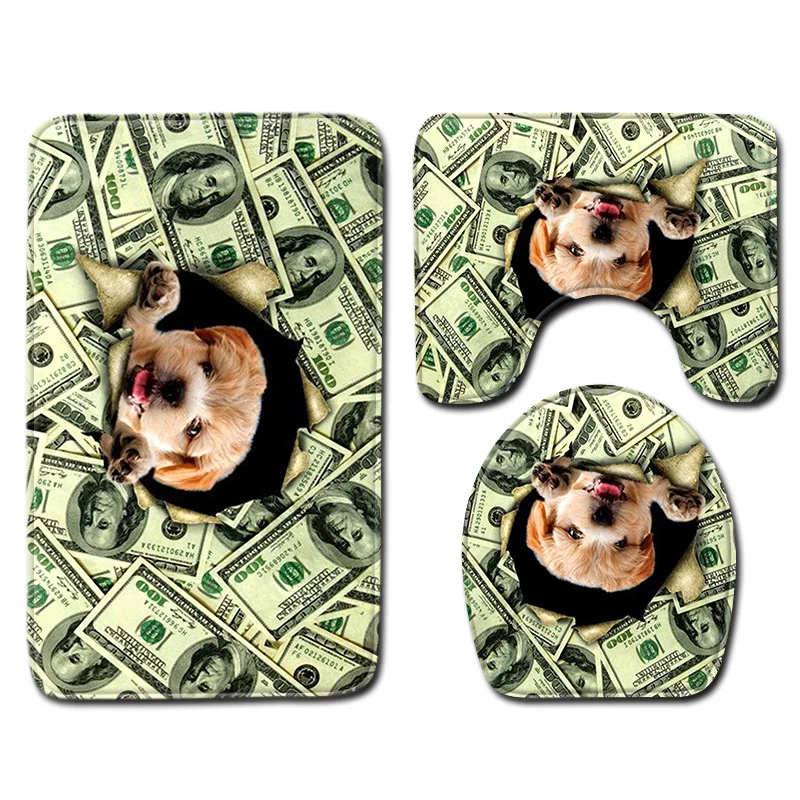 Zeegle Printed Animal Bathroom Mat Set Soft Bath Mat Flannel Bathroom Shower Room Floor Mat Toilet Rug Home Entrance Floor Rug