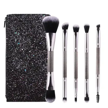 

5 Pcs Gift Makeup Brush Tool Set Rayon Handle Rayon Pink Makeup Brush Set Portable Durable Double-Headed Diamond
