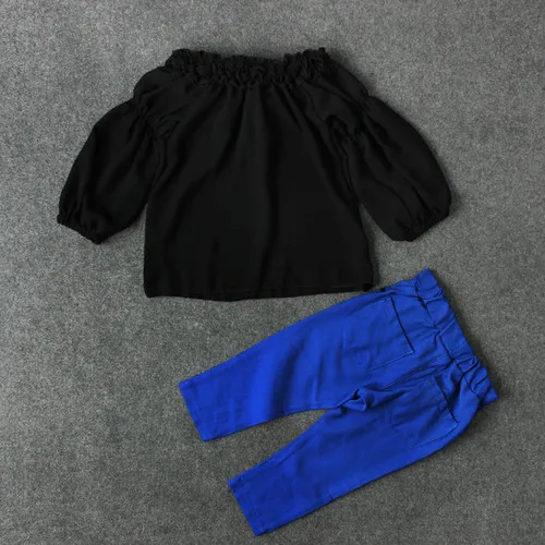 Комплект из 2 предметов: топ с длинными рукавами и штаны для маленьких девочек; осенне-зимняя одежда