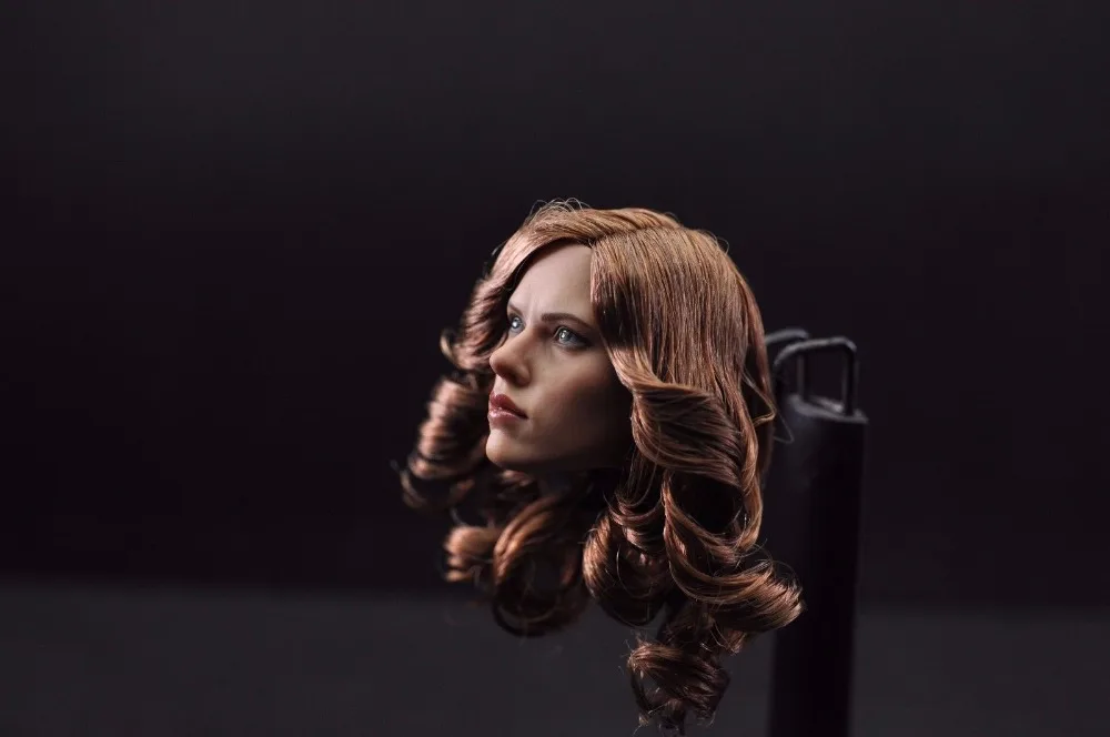 1:6 шкала Скарлетт Юханссон Черная Вдова голова лепим с коричневыми кудрявыми волосами женский хедплей модель для 1" женская фигура