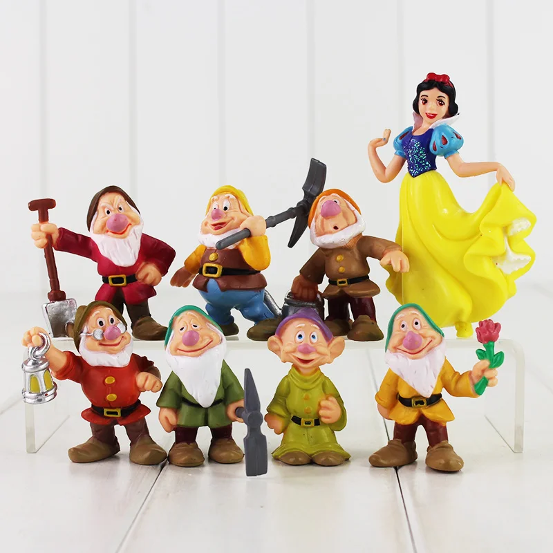 New Anime 8pcs set Seven Dwarfs And Princess Snow White PVC Figure Doll font b Toys