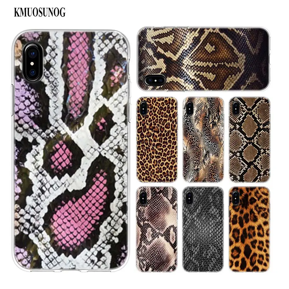 

Transparent Soft Silicone Phone Case leopard print Snake skin art pattern Style for iPhone XS X XR Max 8 7 6 6S Plus 5 5S SE