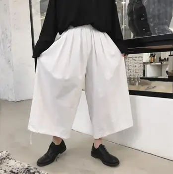 

personality fashion harem pants mens loose trousers pantalones hombre cargo feet pants for men Culottes pantalon homme white