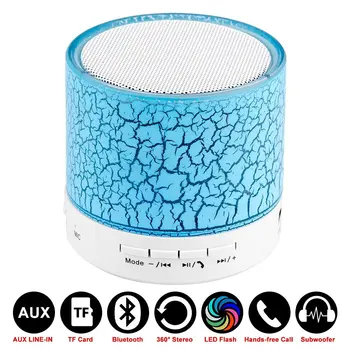 

Colourful LED Mini Wireless Bluetooth Speaker A9 TF Card USB FM Portable Music speakers Hand-free call AUX with Mic For Phone PC