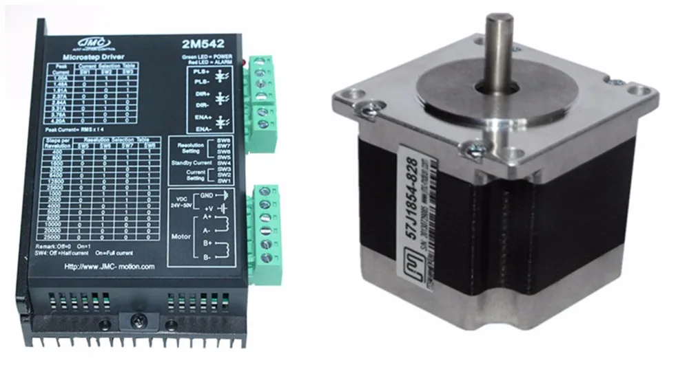 

NEMA23 0.9Nm 127ozin Hybrid stepper motor driver kit 2phase 24-50VDC for CNC engraving cutting 57J1854-828+2M542