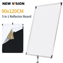 Quadro refletor, 90x120cm 35in x 47in escriba sol grande 5 em 1 preto, prata e ouro, difusor refletor, quadro de liga de alumínio para fotografia
