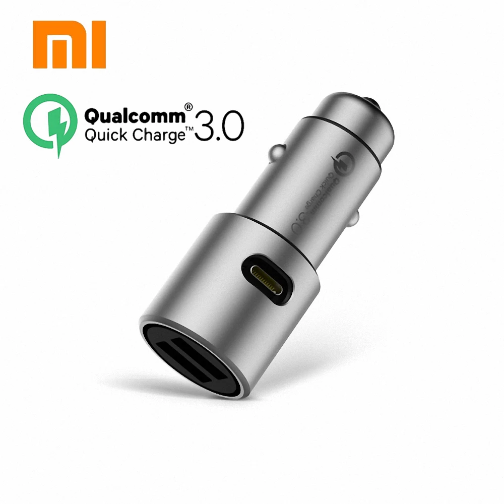 

Xiaomi QC3.0 fast car charger Metal dual USB quick car charger 5V/3A or 9V/2A or 12V/1.5A drop shipping